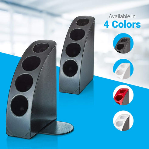 AdirOffice Smart Quarter Bookends & Office Desk Organizer - Heavy Duty Plastic w/Non Skid Bottom - Includes Storage