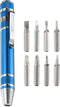 8 in 1 Mini Pocket Pen Screwdriver Set, CR-V Multi-Function Magnetic Screw Driver with Phillips and Flat Head Bits, Blue