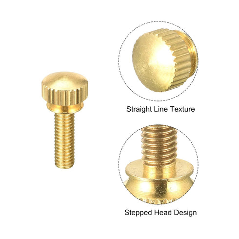 uxcell 10Pcs Knurled Thumb Screws, M5x16mm Brass Shoulder Bolts Fasteners for PC, Electronic, Mechanical