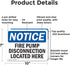 (2 Pack) Fire Pump Disconnection Located Here OSHA Notice Sign 10 Inch X 7 Inch Indoor/Outdoor Rust-Free Aluminum Metal Signs for Workplace, Workshop, and Construction Site, Made in the USA