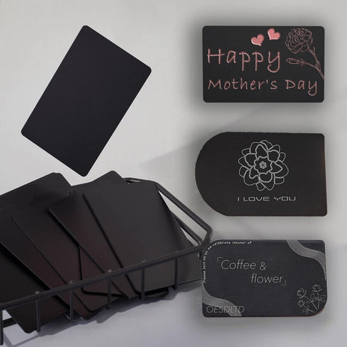 Thick Black Aluminum Business Cards, Anodized Aluminum 15 pcs with Protector Sleeves, 86 x 54 x 0.8mm (Frosted)