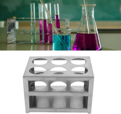 Test Tube Rack for 32mm Tubes, 304 Stainless Steel Holder with 6 Hole, 3 Layer Lab Test Tube Rack and Vial Holder