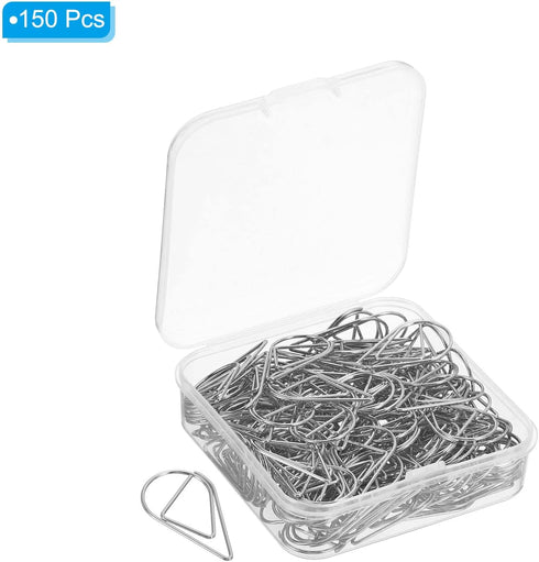MECCANIXITY 150 Pieces Drop-Shaped Metal Paper Clips, 1 Inch Silver Tone with Box for Crafts, Organizing Office, Home