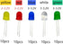 ProCircFix 50Pcs 10mm 10Pcs F10 LED Diode Kit, Red Yellow Blue Green White Each, High Brightness Diffused LED