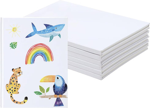 EOOUT 6 Pack White Hardcover Blank Book, 6x8 Inch, 40 Pages, Unlined Thick Perforated Pages for Kids to Write Stories