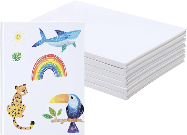 EOOUT 6 Pack White Hardcover Blank Book, 6x8 Inch, 40 Pages, Unlined Thick Perforated Pages for Kids to Write Stories