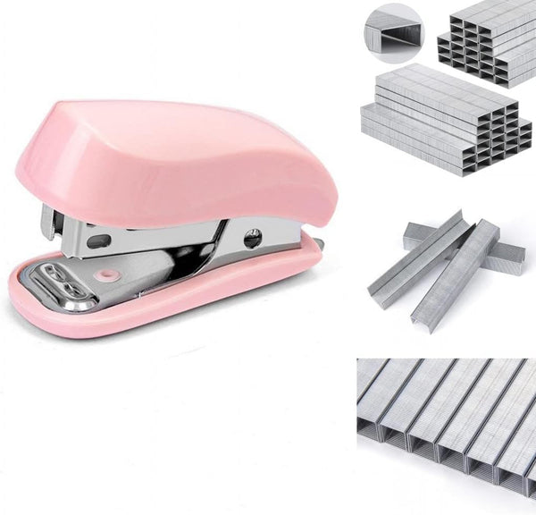 Pink Mini Stapler with Staples, Cute Small Stapler for Desk, Gift for Student or Office Use