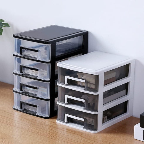 Gatuida 3 Drawer Desktop Organizer, Clear Plastic Desk Storage Box, Makeup Organizer for Office Supplies