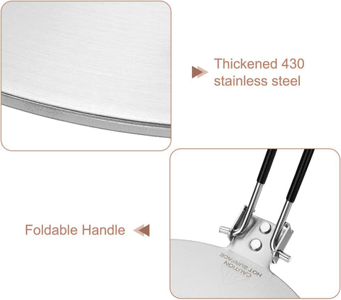 8 Inch uxcell Heat Diffuser Plate for Gas Stove Round Heat Conduction Induction Adapter Plate with Foldable Handle