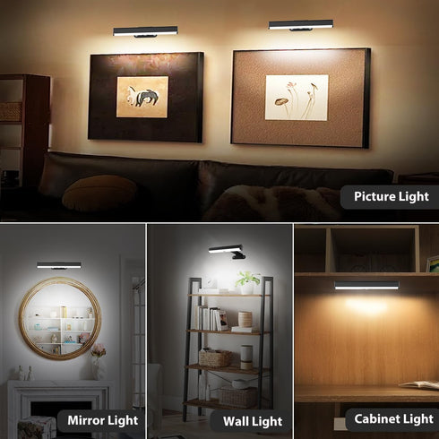 EUIOKUN 2PACK Dimmable Remote,3 Picture Light LED Battery Operated Wall Light for Paintings,Wireless Frame Light