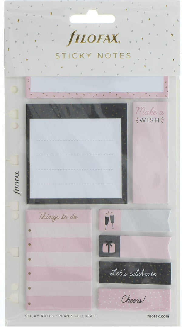 Filofax Sticky Notes, Confetti Design, 132702, Pink, 95mm x 164mm