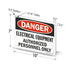 SmartSign "Danger - Electrical Equipment, Authorized Personnel Only" Sign, 7" x 10" Aluminum