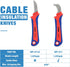 iCrimp Utility Knife for Cable Skinning, Wire Insulation Dismantling Knife, 2-Pack Insulated Electricians Cable Stripping Knives, Fixed Blade by IWISS