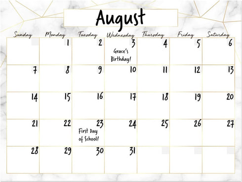 Dry Erase Monthly Calendar Planner Sticker Decal, Removable & Reusable, Magnetic Fine-Tip Marker Included, 9 x 12 inches