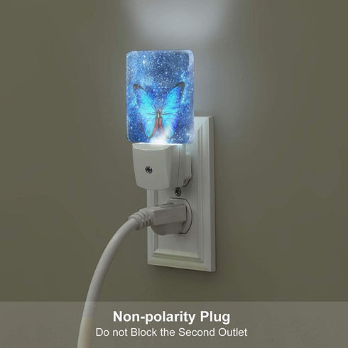 FSHVQKD Gift,0.5w Stars Shining and Blue Butterflies Night Light,Plug-in Night Lights with Dusk-to-Dawn Sensor