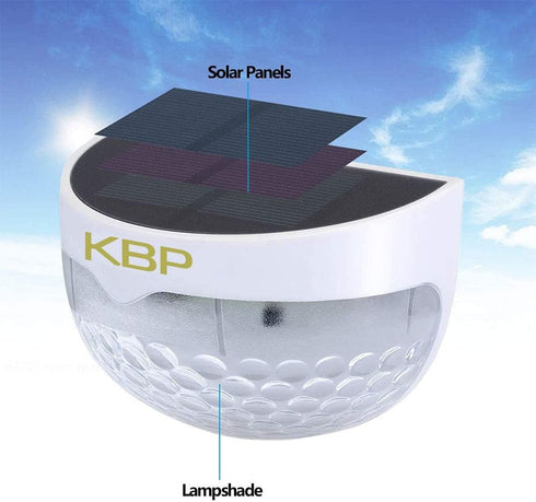 KBP Solar Fence Lights, Waterproof Outdoor Decorative Garden Lights for Patio, Yard, Stairway, White