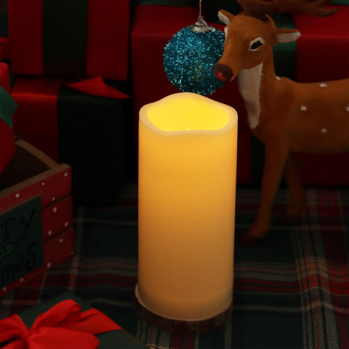 Outdoor Waterproof Battery Operated 3'' x 7'' Flameless Pillar Candle with Timer for Wedding Party Halloween