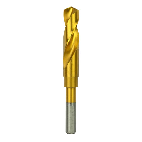 Tools 3/4 Inch Reduced Shank Drill Bit, 1/2" 3-Flat Shank, High Speed Steel with Industrial Titanium Coating.