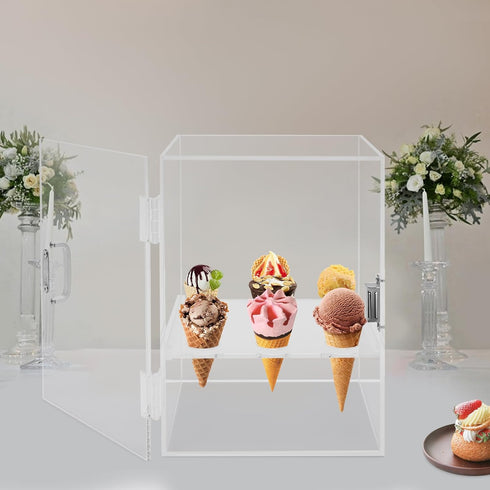 Mahugde 9 Holes Ice Cream Cone Cabinet, Clear Ice Cream Display Cabinet Acrylic Ice Cream Display Cabinet for Dessert