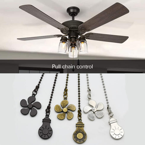 4PCS 12 Inch Bulb Ceiling Fan Pull Chain Kit - Extender With and Fan Pattern Pendant, Brass Connector (Brass)