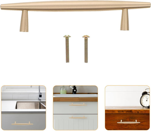 TEHAUX Brass Cabinet Pulls Spacing Minimalist Solid Handles for Wardrobes Cabinets Bedside Tables Stable Installation