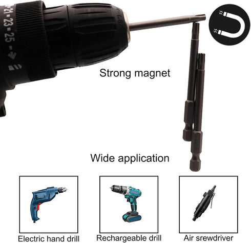 10Pcs Magnetic Torx Head Screw Driver Bits, 75mm/3inch Long, 1/4inch Hex Shank Security Tamper Proof (T15)