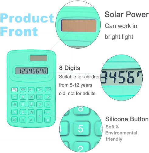 Basic Calculator Dual Power 8 Digit Silicone Button Desktop Calculator (4 Colors, Set of 8)
