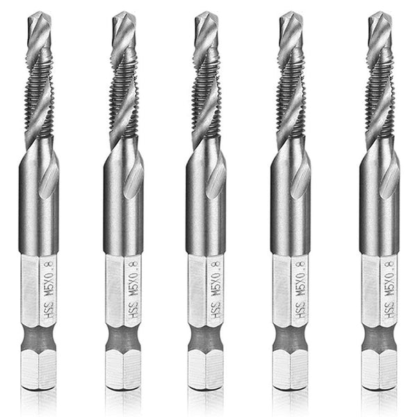Hymnorq M5 x 0.8 Metric HSS 4341 Combination Drill and Tap Bit Set, 5pcs
