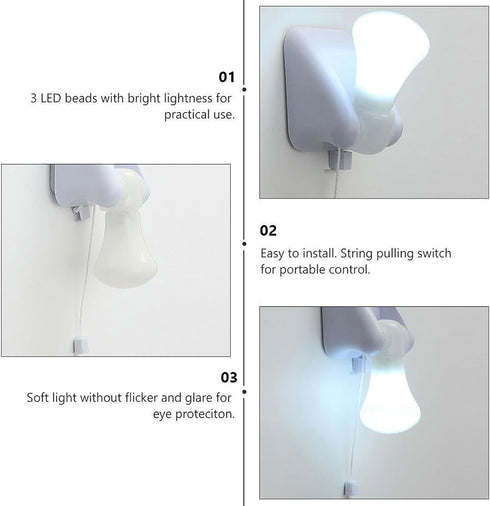 Shuwea 2 Pack Bulb, Closet Bulb, Battery Operated Light Stick-Up Wireless LED Light Battery Powered Self Adhesive Wall