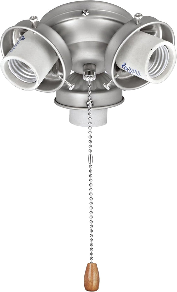 Aspen Creative 22002-11 Ceiling Fan Fitter Light Kit with Pull Chain, Brushed
