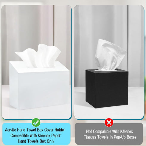 Wensdr Acrylic Hand Towel Box Cover Holder for Kleenex, Disposable Paper Hand Towels Holder, Bottom Pull-Out
