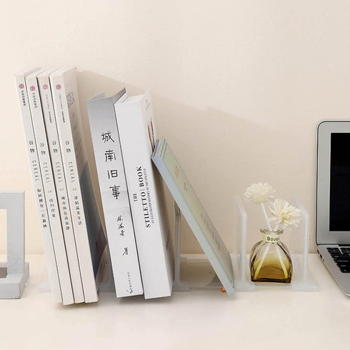 Muloo 4.33x4.21x3.74 Inches Bookends Support Desk Organizer Book Stopper Non-Skid for Book Shelves Office Home Library