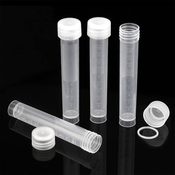 50PCS 10ml Plastic Small Vials with Screw Caps, Cryotubes, PP Material, Free from DNase, RNase