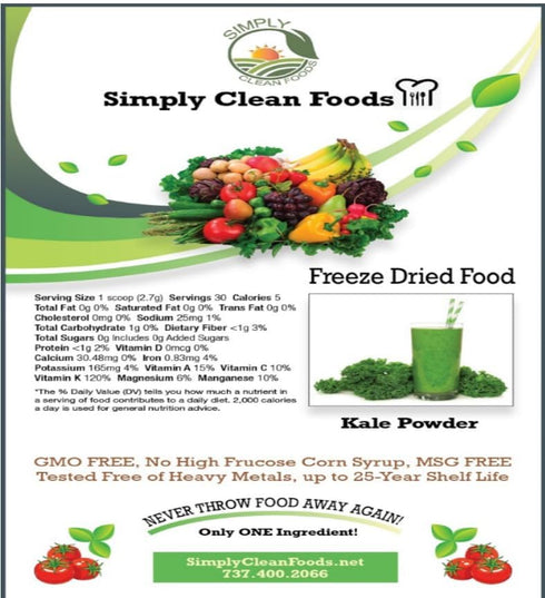 Organic Freeze-Dried Kale Powder - Non-GMO, Made in the USA