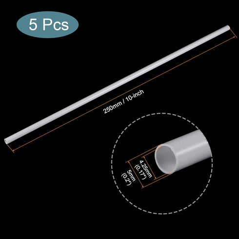 MECCANIXITY Plastic Model Tube, ABS Round Tube 3/16" OD 10" White for Architectural Model Making DIY, 5 Pack