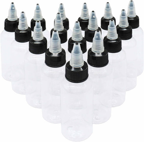 16Pcs 2 oz Bottles, Hard Plastic Extruded Liquid Bottle, Dropper Dispensing Bottle, 60ml Laboratory Wash Bottle