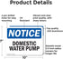 (2 Pack) Domestic Water Pump OSHA Notice Sign 10 Inch X 7 Inch Indoor/Outdoor Rust-Free Aluminum Metal Signs for Workplace, Workshop, and Construction Site, Made in the USA
