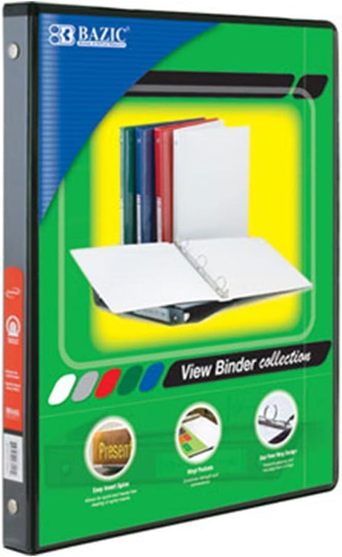 BAZIC 1/2" Black 3-Ring View Binder w/ 2-Pockets by BAZIC Products