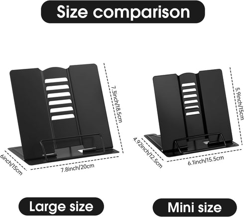 Mini Book Stand Book Holder: Adjustable Metal Desk Cookbook Holder for Reading Hands-Free, Portable (Grey)