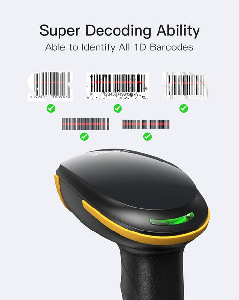 Inateck Wireless Barcode Scanner, Bluetooth Bar Code Scanner, 1D USB Handheld Reader, 1 Charge Lasts 3 Months, Scanner