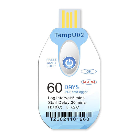 Tzone Temperature Data Logger USB with PDF Report Single Use Thermometer Logger