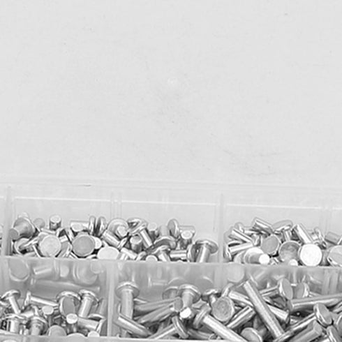350pcs Flat Head Solid Rivets M4 Kit, Aluminum Rivets Set Length 4/6/8/10/12/16/20 mm for Household Automobile