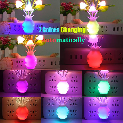 Warmstor 4 Pack Mushroom Night Light, Plum Blossom Rose Flowers Plants Plug-in Mushrooms Colors Changing Nightlight