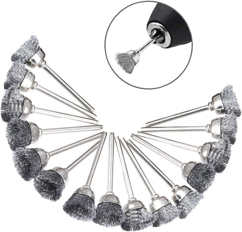 Mesee 45Pcs Steel Wire Brushes Wheels Set with 1/8" Shank for Rotary Tool Buffing Cleaning