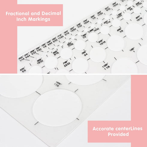 Tamaki Circle Template, Circle Round Stencil for Drafting, Office and School Building Formwork, 3 Pack Sizes