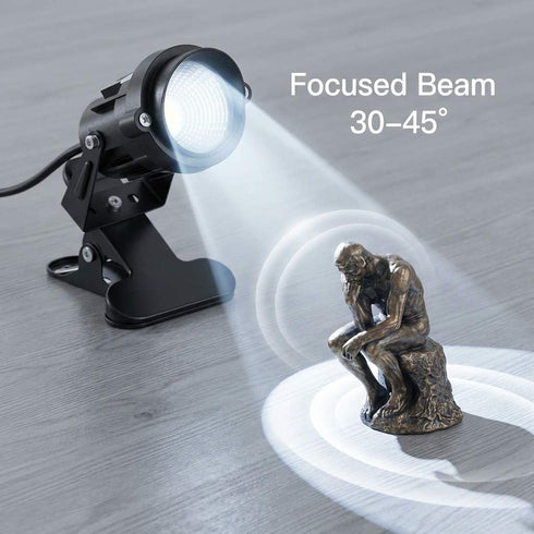 10W Set 2 Pack QWORK Clamp Spot Light Adjustable Cool White Focused Beam for Display, Plants & Artwork