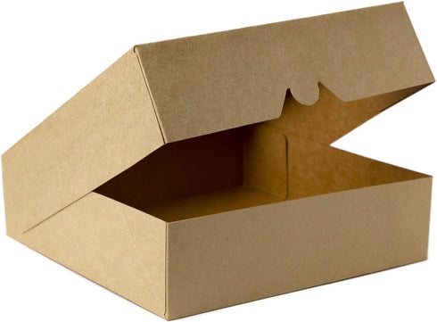 ONE MORE 10inch Natural Kraft Bakery Pie Boxes with PVC Windows, Large Cookie Box 10x10x2.5inch, 12 Pack (Brown)