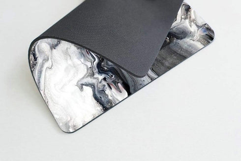 Smooffly Large Abstract Marble Gaming Mouse Pad, Custom Black and White Marble Design