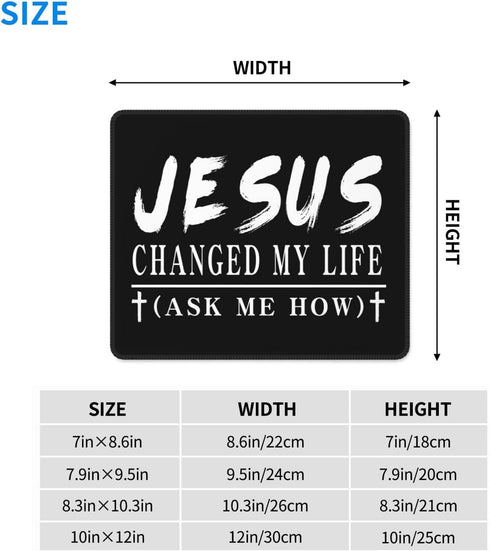 Generic 7.9 9.5 Jesus Changed My Life Christian Cross Mousepad Computer Thick Rubber Overlock Slide Gaming Mouse Mat