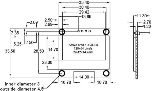 Walfront 1.3 Inch 128X64 I2C MP3 IIC SPI Serial OLED Display Module White Text Color for Function Cellphone Smart
